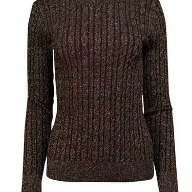 Milly - Black w/ Multicolor Metallic Threading Cable Knit Sweater Sz S