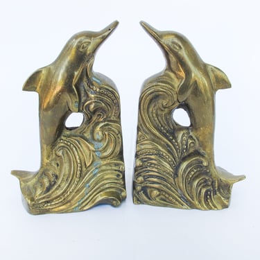 Dolphin Brass Bookends 
