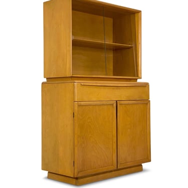 Heywood Wakefield China Hutch and Server in Wheat, Circa 1960s - *Please ask for a shipping quote before you buy. 