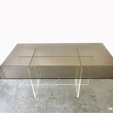 Vintage Lucite and smoked glass dining table 