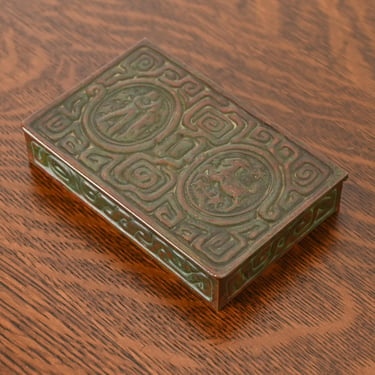 Tiffany Studios New York Zodiac Patinated Bronze Box, Circa 1910