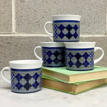 Vintage Royal Daulton Mugs Retro 1970s Mid Century Modern + Lambeth Stoneware + Tangier LS 1005 + Set of 4 + Coffee or Tea + Kitchenware 