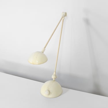 Vintage Ivory Cream Articulated Adjustable Dutch Polestar Desk Lamp Home Office Postmodern Work Studio Task Retro Mid Century Modern Dutch 