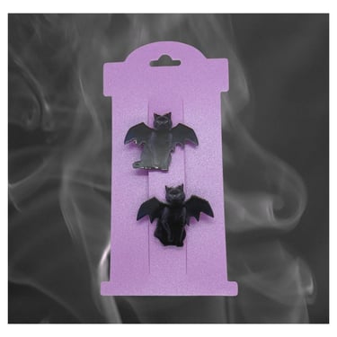 Bat Kitty Hair Clip - Black Cat with Bat Wings Barrette - Spooky Goth Halloween Accessory 