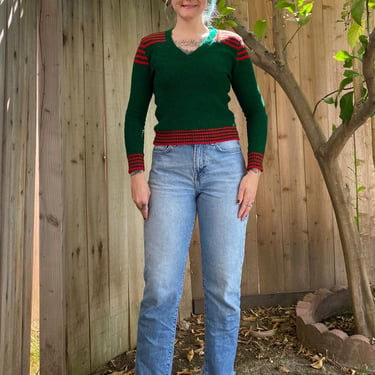 1970’s Green and Red Pullover Sweater 