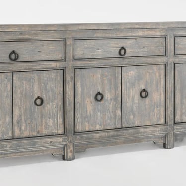 104” Reclaimed Wood 6 Door 3 Drawer Sideboard in Antique Blue/Grey  by Terra Nova Furniture Los Angeles 