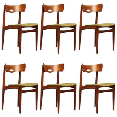 Rare Set of Six Danish Teak Chair by Bramin 