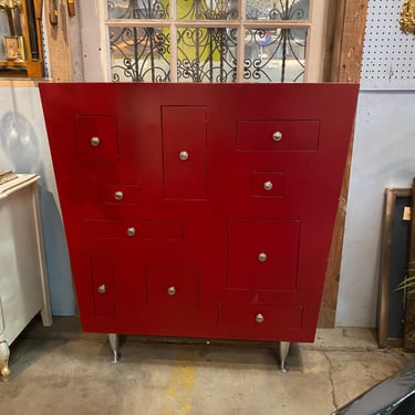 Red Abstract 10-Drawer Dresser