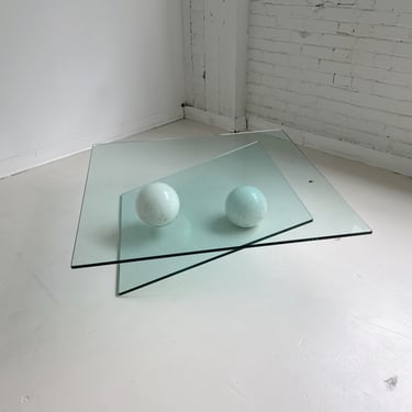 MARBLE & GLASS COFFEE TABLE BY ROCHE BOBOIS, 80's