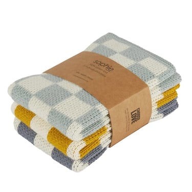 Sophie Home | Cotton Knit Dishcloths - Check Aqua