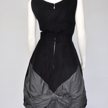 vintage 1950s Suzy Perette black velvet party dress w/ bow XS/S 