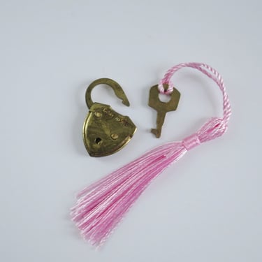 Vintage Heart Lock & Key Charm Pendant Set, Mini Padlock and Key, Maid of Honor BFF Gift 