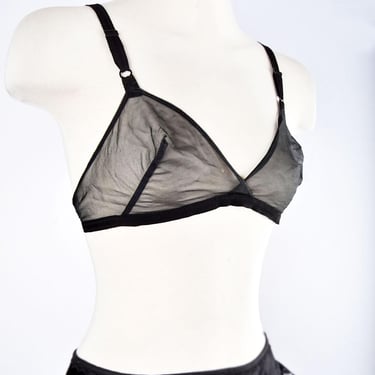 RUDI GERNREICH, No Bra, Size 34 B, EXQUISITE Form, 1960’s Black Sheer Vintage Lingerie Designer 