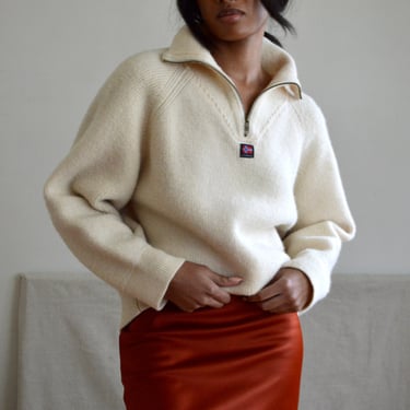 cream wool devold quarter zip pullover sweater 