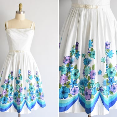 1950s Island Time dress/ vintage 50s floral daydress / Mildreds of Hawaii cotton sundress 