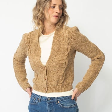 Vintage Cropped Knit Cardigan