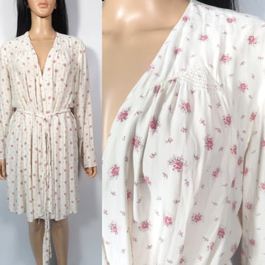 Vintage 90s Laura Ashley Silk Loungewear Short Robe Size M-XL 