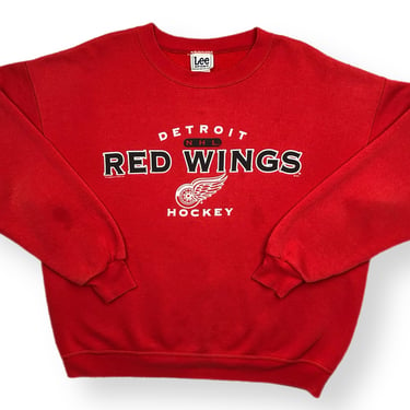 Vintage 90s Lee Sport Detroit Red Wings Hockey NHL Graphic Crewneck Sweatshirt Pullover Size Large 