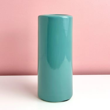 Teal Oval Cylinder-Style Vase 