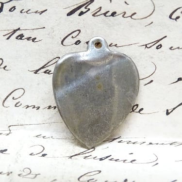 Antique Small Sterling Silver Heart Ex Voto, Sacred Heart of Jesus, Vintage Religious Milagro 