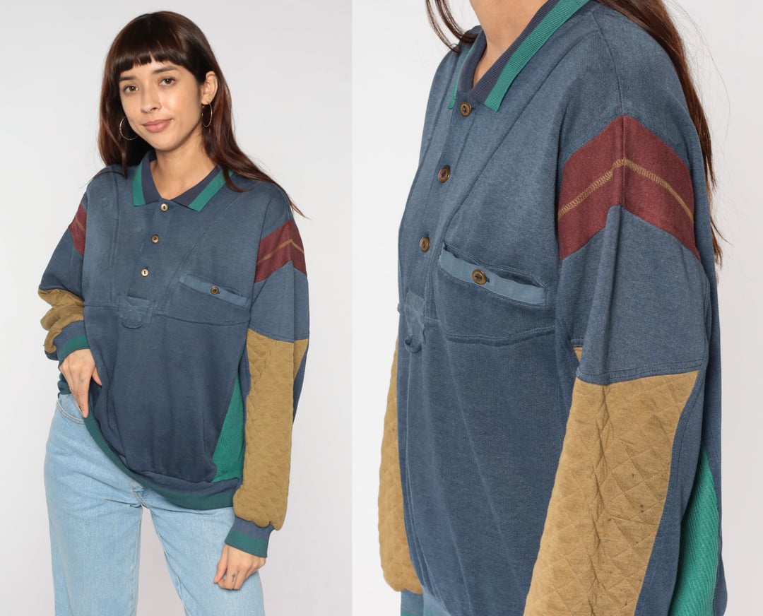 Vintage 1980s / 1990s Erika Classics Clothing Knit Stripe Short Sleeve  Button Front Collared Sweater Top -  Canada