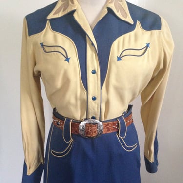 Vintage 1940s Nathan Turk Western Suit 2 Piece Outfit Gabardine 