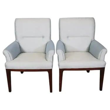 Pair of Baker Furniture Mahogany Mid Century Modern Bergere Dining Chairs