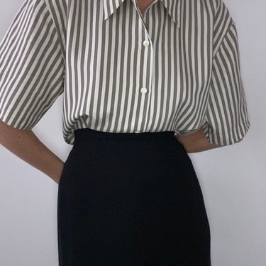 vintage silk short sleeved pinstripe blouse small 