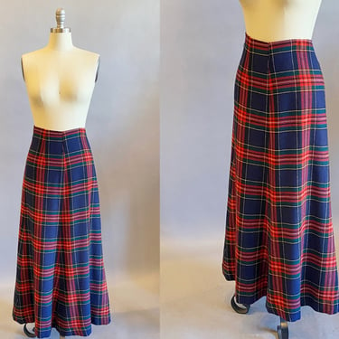 1960s Plaid Maxi Skirt / Saks Fifth Avenue Skirt / Tartan Skirt / Long Plaid Skirt / Vintage Saks Fifth Avenue / Size Medium Large 