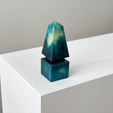 Vintage marble stone blue green obelisk 