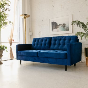 Rupert Velvet Sofa in Deep Blue