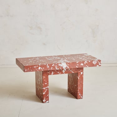 Petite Rectangular Rosso Francia Marble Coffee Table, Italy 1980s