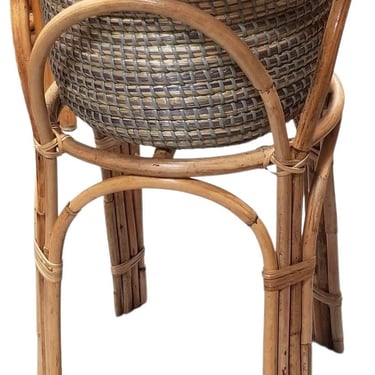 Restored Rattan Plant Stand with Basket Planter Pot 