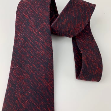 1950'S Flecked Tie - Deep Navy with a Red Flecked Weave - All Rayon 