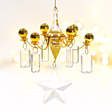 VINTAGE: Brass and Clear Acrylic Chandelier Ornament - Lucite Horse - SKU Tub-400-00016294 