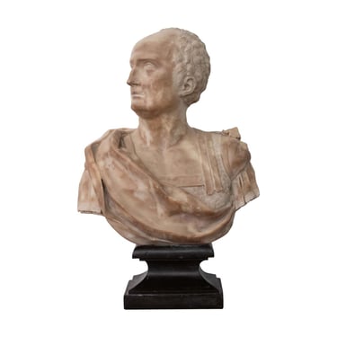 1860s Tan Marble Bust of Cicero