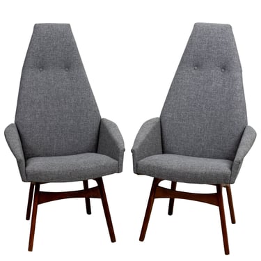 Pair of Mid-Century Modern Style Walnut High Back Chairs by Adrian Pearsall
