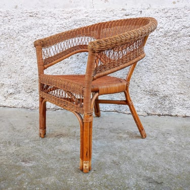 Vintage Rattan Chair / Wicker Chair / Retro Patio Furniture/ Vintage Rattan Furniture/ Old Rattan Chair /Mid Century Outdoor Furniture/ 80s 