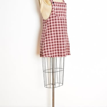 vintage 90s dress red plaid grunge overalls jumper mini dress M clothing 