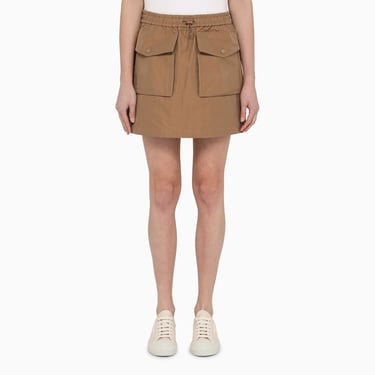 Moncler Sand-Colored Cotton-Blend Miniskirt Women