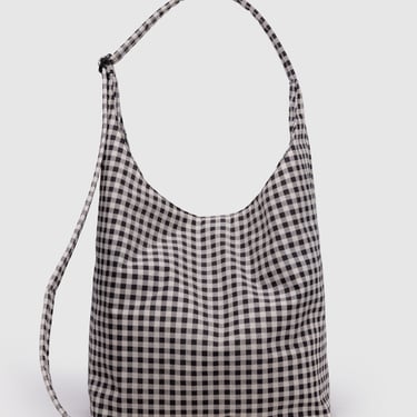 Large Nylon Sling Bag in Black & White Gingham