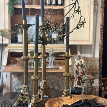 Antique Brass Altar Candlestick, multiple styles