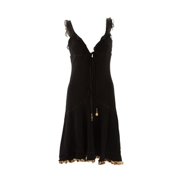 Roberto Cavalli Black Cheetah Ruffle Dress