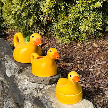 Vintage Yellow Duck Pottery Coffee Service Set 