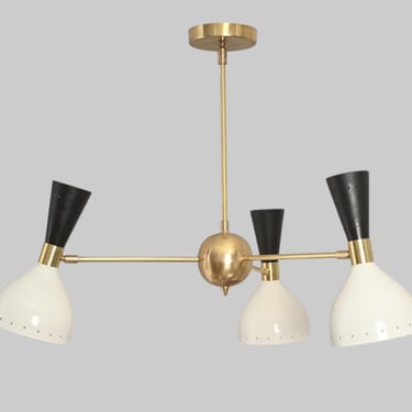 MCM Stilnovo Style 6 lights Brass Chandelier 