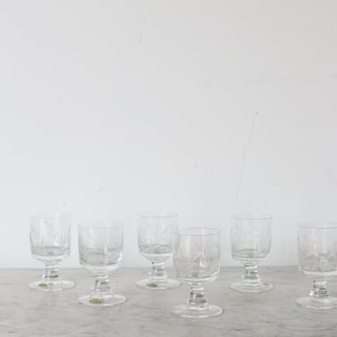 Vintage Engraved Glassware Set - Pairs