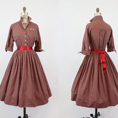 1950s shirtwaist dress | novelty pinwheel print Candy Jones | small 