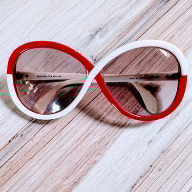 Vintage Silhouette 3024 Sunglass Frames, Red and White Colorblock Infinity Frames 