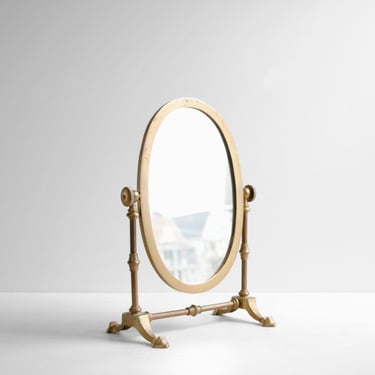 Vintage Brass Dresser Mirror, Tabletop Vanity Mirror, Gold Mirror, Makeup Mirror, Shaving Mirror 