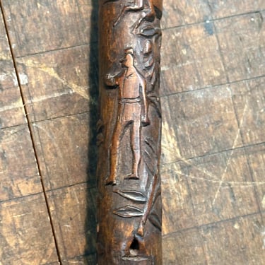 Antique California Folk Art Cane of Human Animals Plants - South Fork Lake Artifact - Early 1900s Walking Stick Natural Walking Stick 38 1/2 